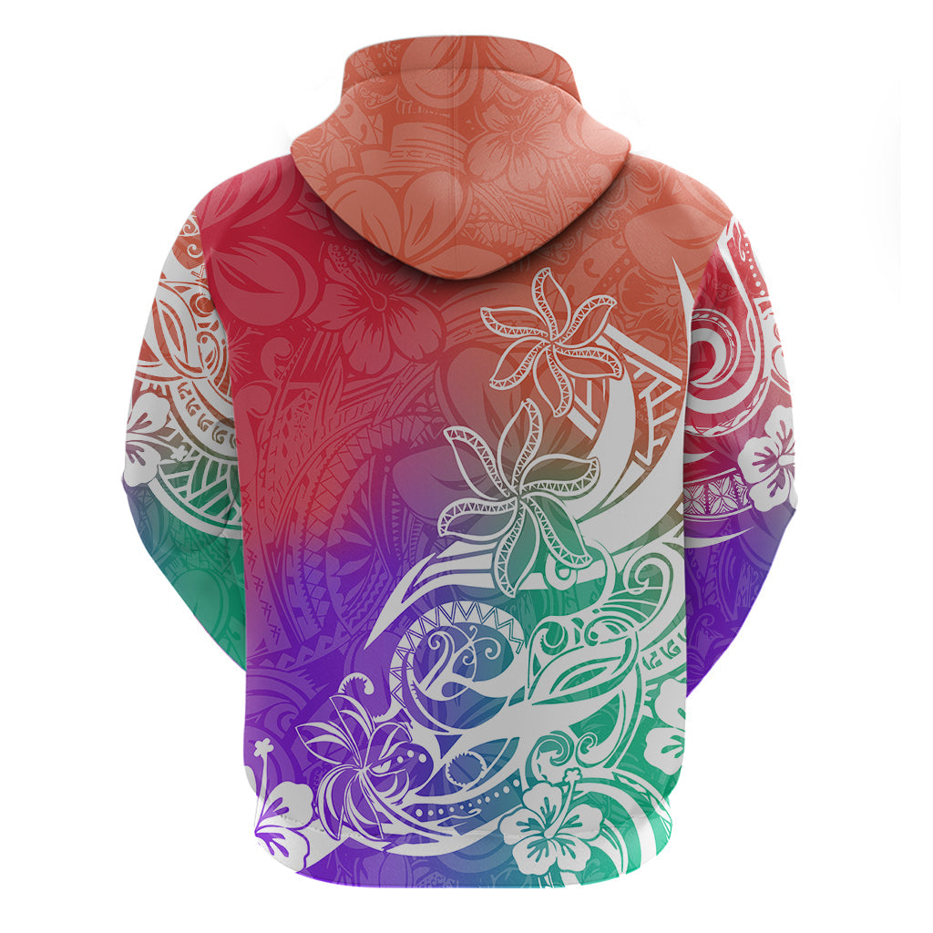 Polynesian Sunset Plumeria Hoodie Pacific Island Tribal Blossom Style LT9