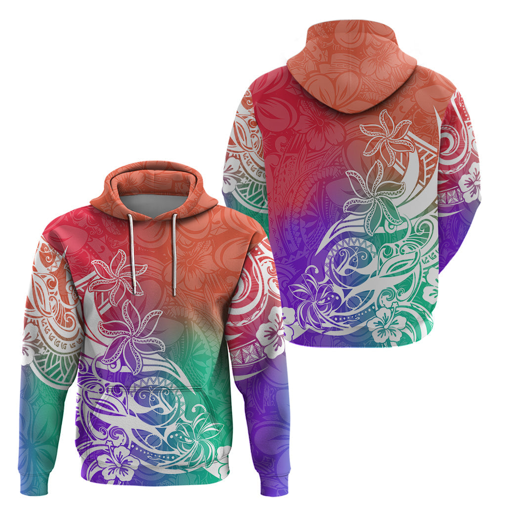 Polynesian Sunset Plumeria Hoodie Pacific Island Tribal Blossom Style LT9