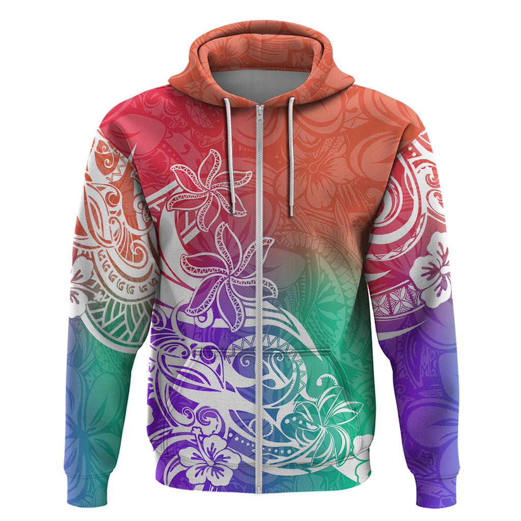Polynesian Sunset Plumeria Hoodie Pacific Island Tribal Blossom Style LT9