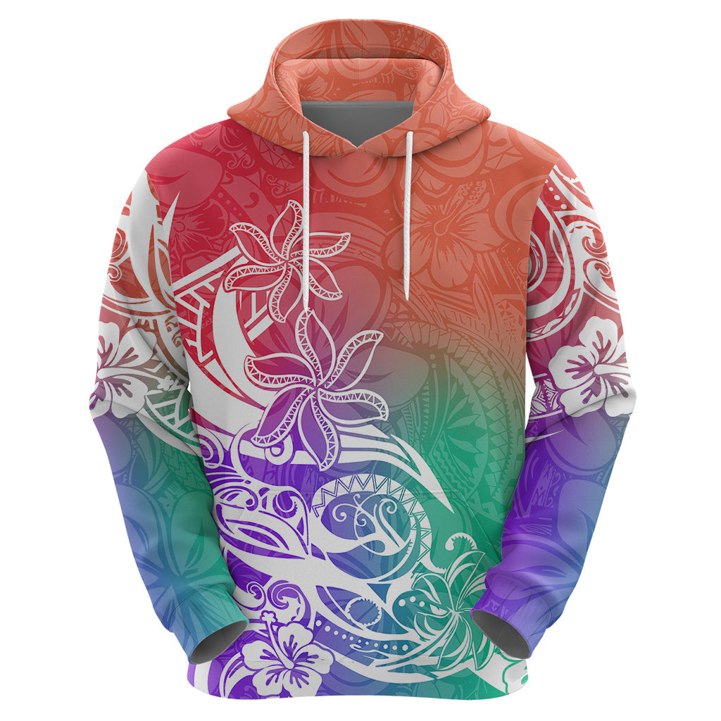 Polynesian Sunset Plumeria Hoodie Pacific Island Tribal Blossom Style LT9