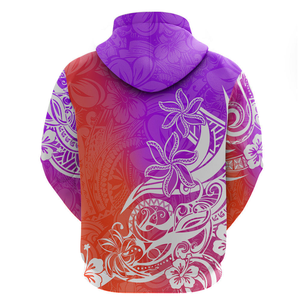 Polynesian Sunset Plumeria Hoodie Pacific Island Tribal Purple Style LT9