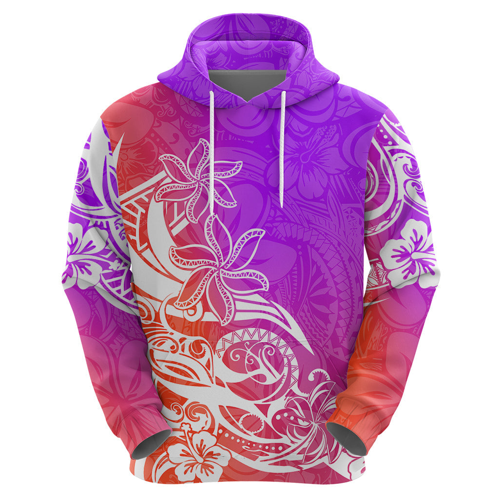 Polynesian Sunset Plumeria Hoodie Pacific Island Tribal Purple Style LT9