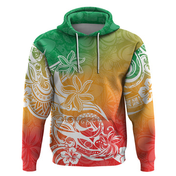 Polynesian Sunset Plumeria Hoodie Pacific Island Tribal Reggae Style LT9