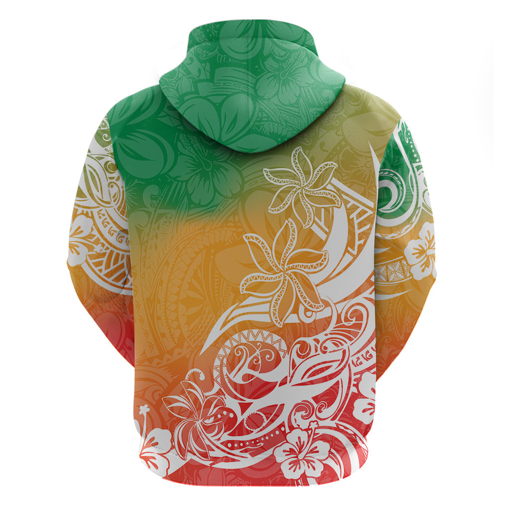 Polynesian Sunset Plumeria Hoodie Pacific Island Tribal Reggae Style LT9