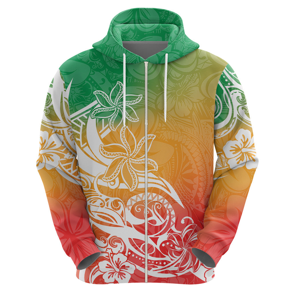 Polynesian Sunset Plumeria Hoodie Pacific Island Tribal Reggae Style LT9