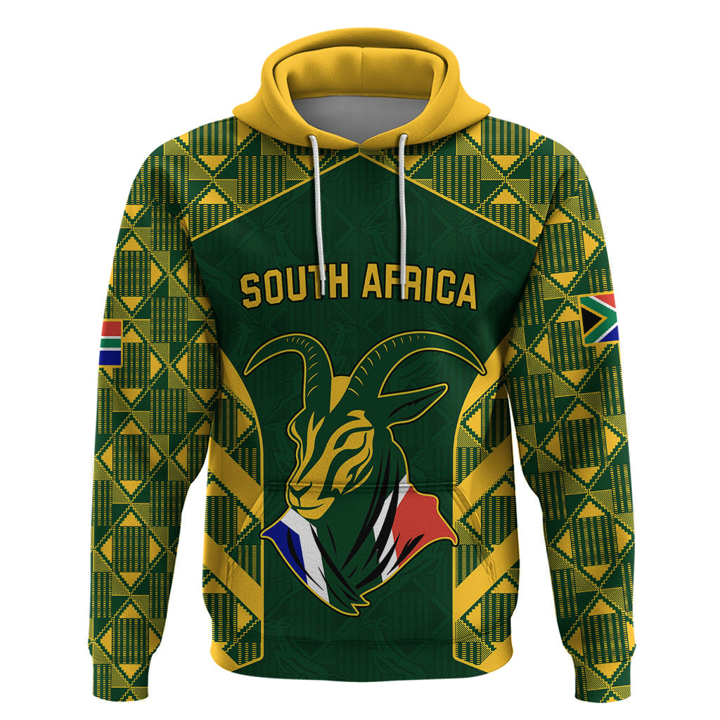 South Africa Rugby Hoodie Bokke Champions Kente Pattern LT9