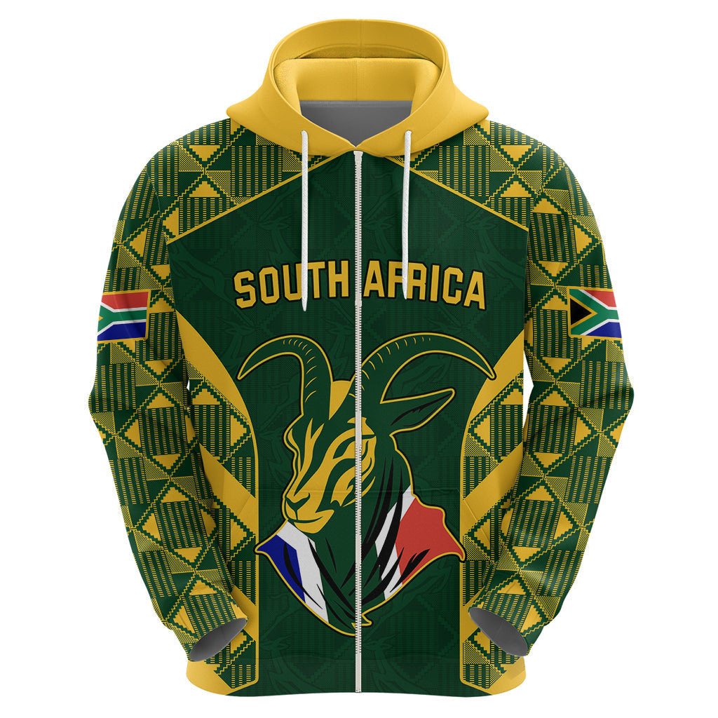 South Africa Rugby Hoodie Bokke Champions Kente Pattern LT9
