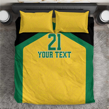 Afro-Jamaicans Football Custom Bedding Set Gold Ethnic Motifs LT9