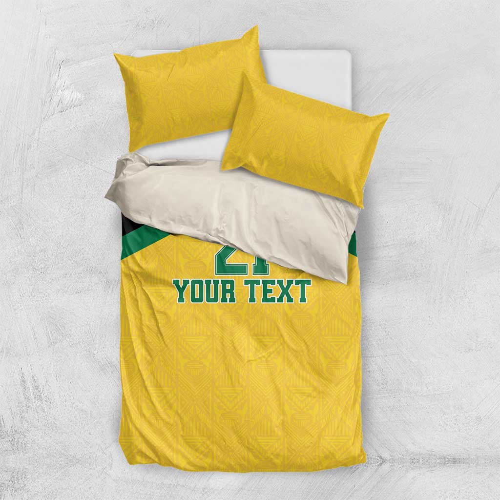 Afro-Jamaicans Football Custom Bedding Set Gold Ethnic Motifs LT9