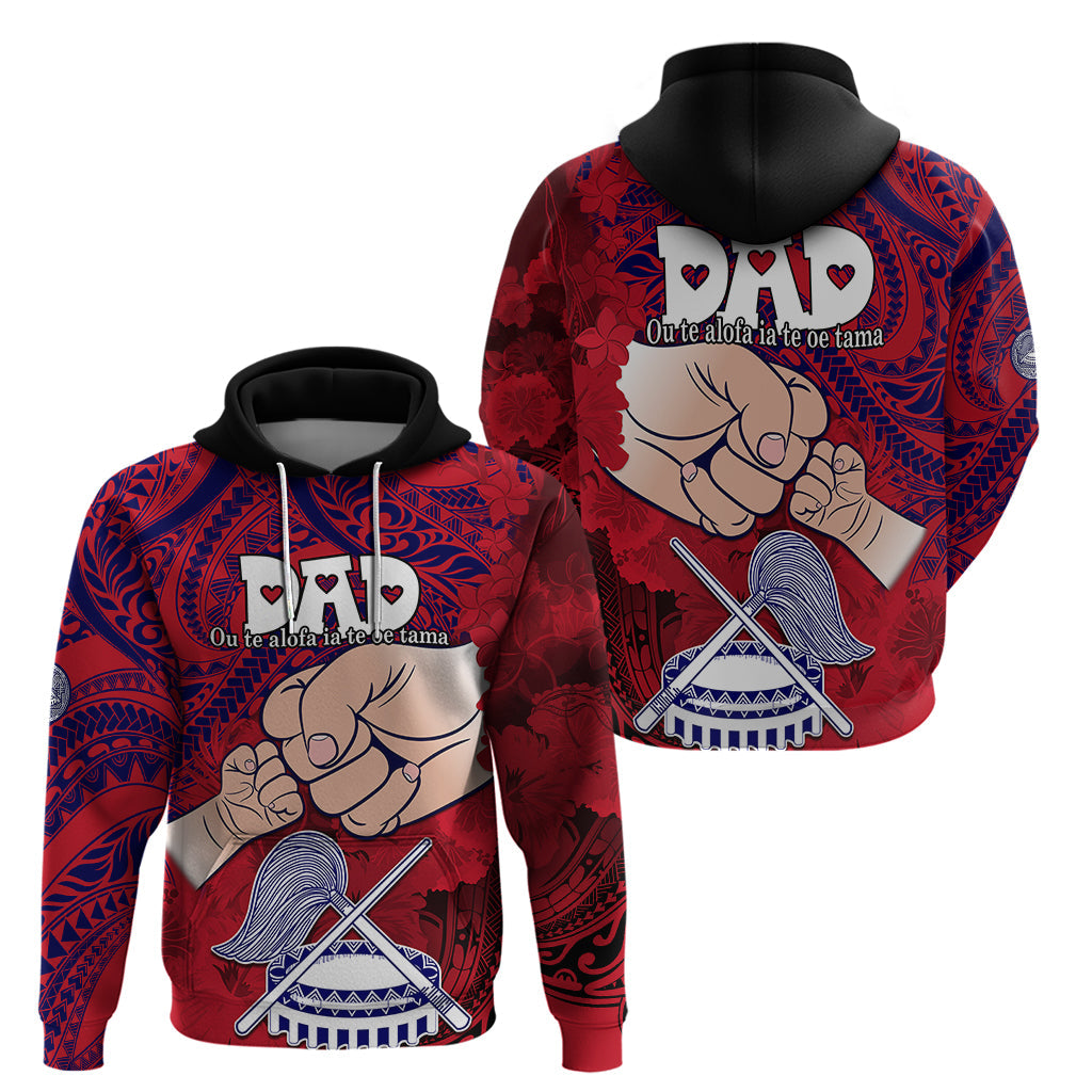 Dads Day American Samoa Hoodie Dad Ou Te Alofa Ia Te Oe Tama - Polynesian Flowers Tribal LT9