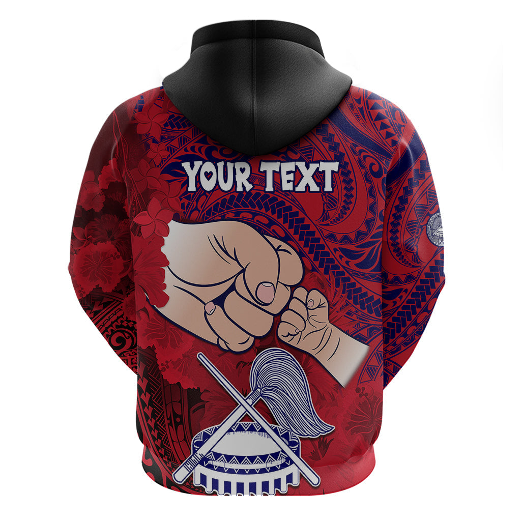 Personalised Fathers Day Polynesian Islands American Samoa Hoodie Dad Ou Te Alofa Ia Te Oe Tama - Polynesian Flowers Tribal LT9