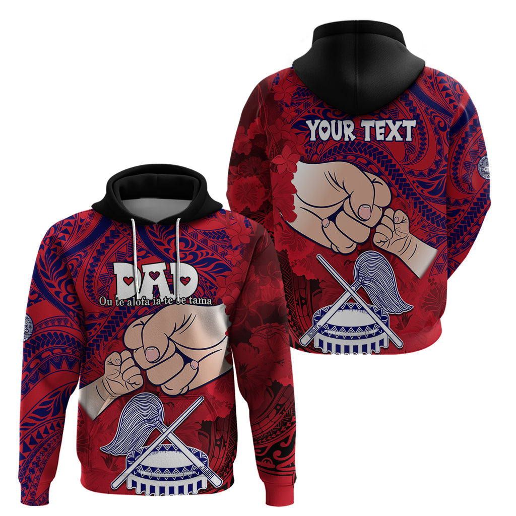 Personalised Dads Day American Samoa Hoodie Dad Ou Te Alofa Ia Te Oe Tama - Polynesian Flowers Tribal LT9