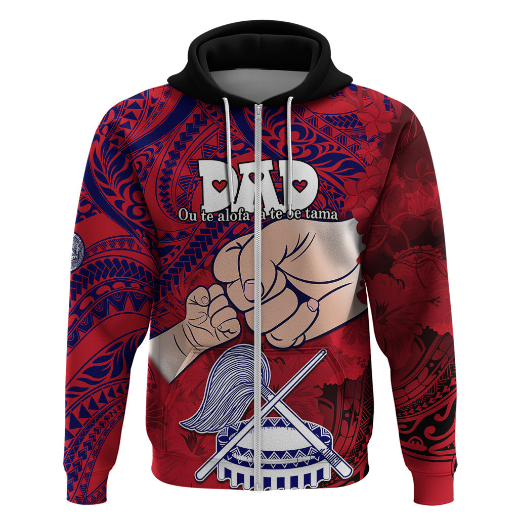 Personalised Dads Day American Samoa Hoodie Dad Ou Te Alofa Ia Te Oe Tama - Polynesian Flowers Tribal LT9