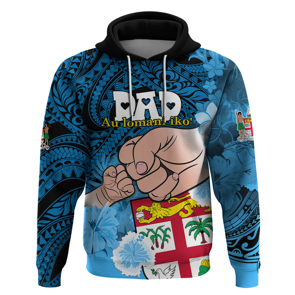 Personalised Dads Day Fiji Hoodie Dad Au Lomani Iko - Polynesian Flowers Tribal LT9