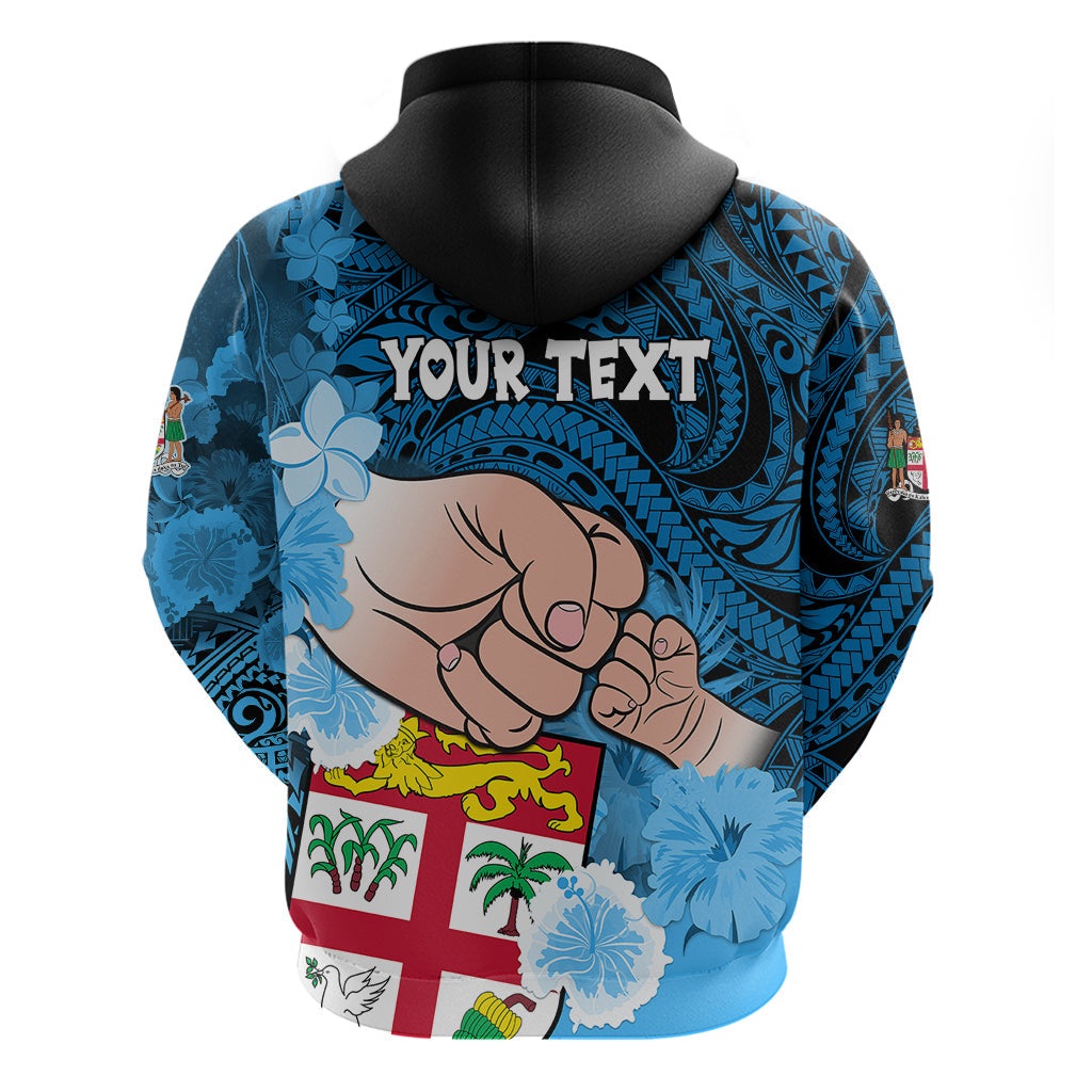 Personalised Fathers Day Polynesian Islands Fiji Hoodie Dad Au Lomani Iko - Polynesian Flowers Tribal LT9