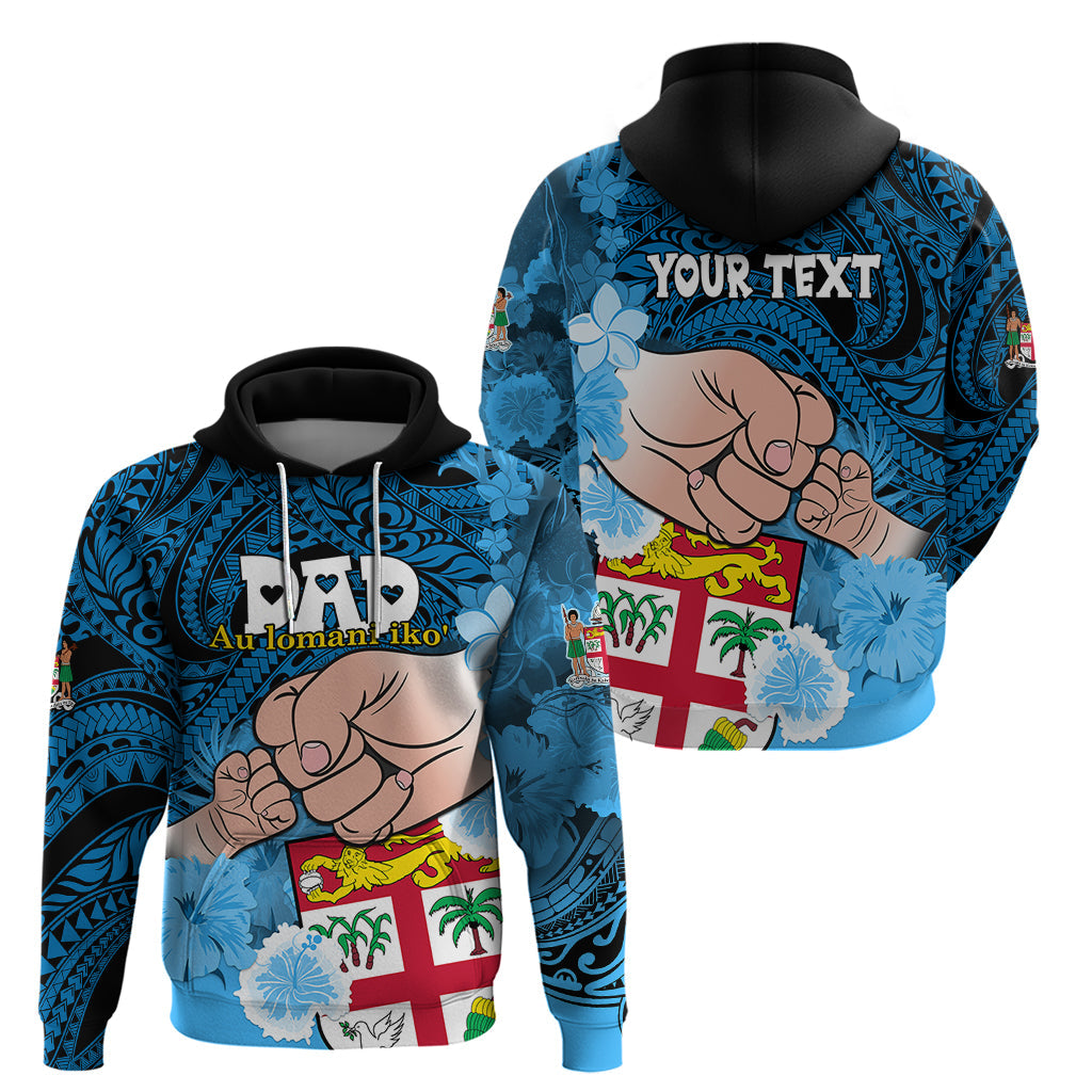 Personalised Fathers Day Polynesian Islands Fiji Hoodie Dad Au Lomani Iko - Polynesian Flowers Tribal LT9