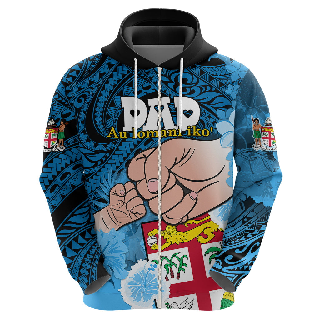 Personalised Fathers Day Polynesian Islands Fiji Hoodie Dad Au Lomani Iko - Polynesian Flowers Tribal LT9