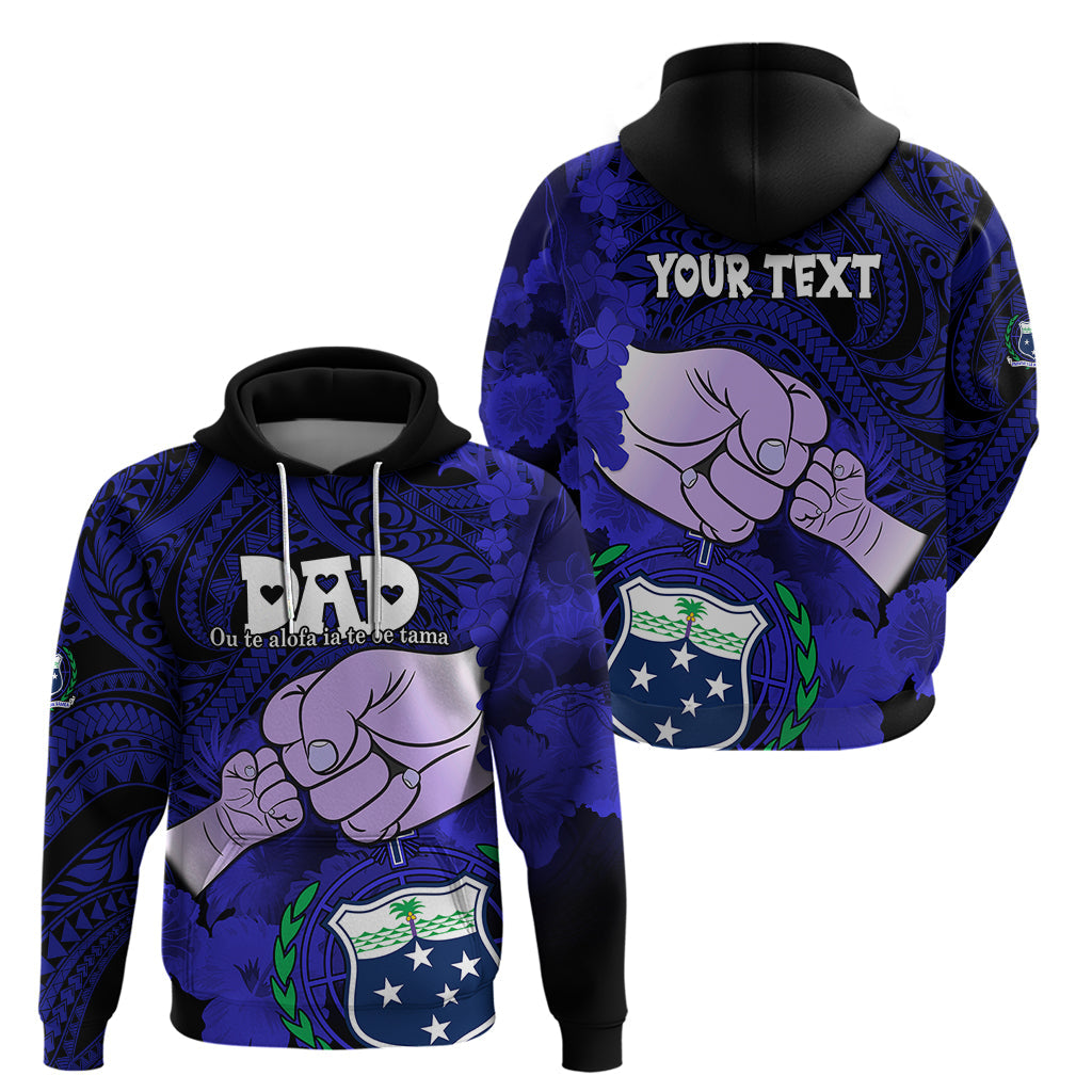 Personalised Dads Day Samoa Hoodie Dad Ou Te Alofa Ia Te Oe Tama - Blue Polynesian Flowers Tribal LT9