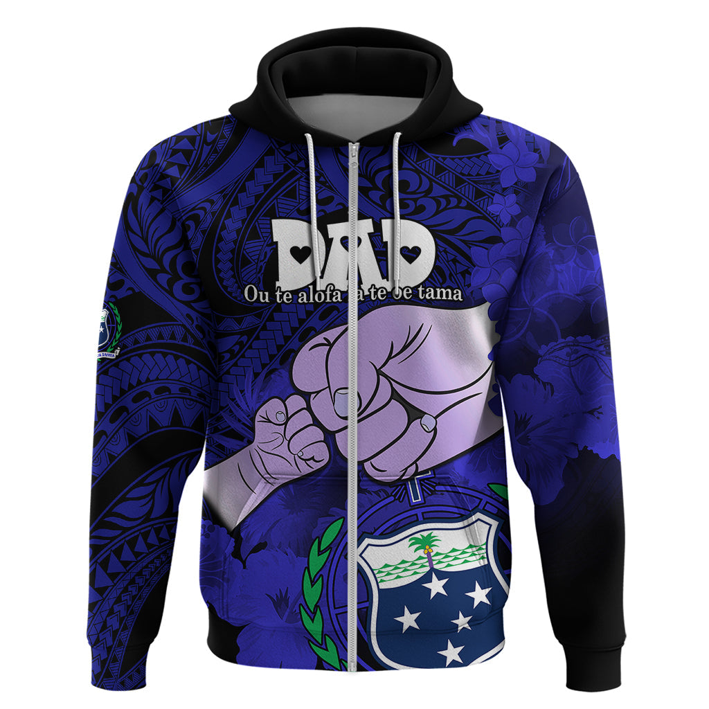 Personalised Fathers Day Polynesian Islands Samoa Hoodie Dad Ou Te Alofa Ia Te Oe Tama - Blue Polynesian Flowers Tribal LT9