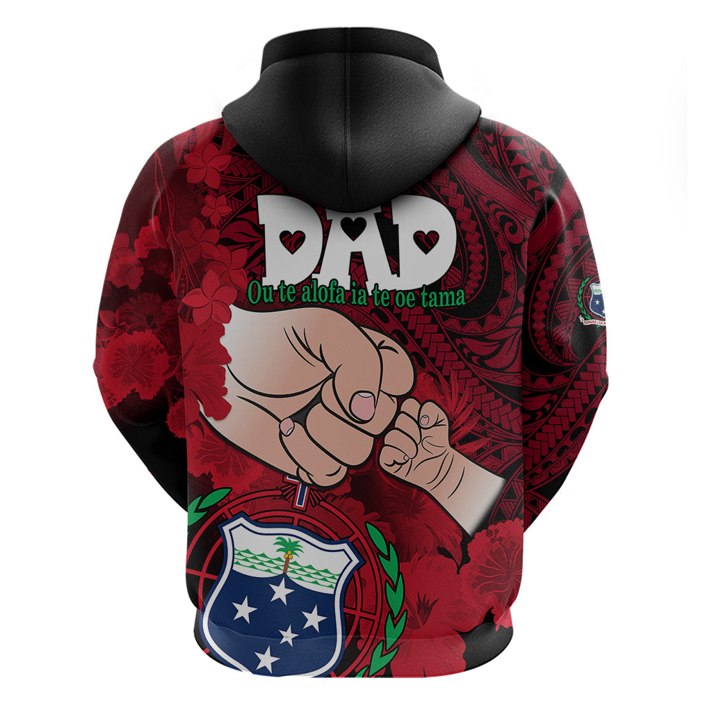 Fathers Day Polynesian Islands Samoa Hoodie Dad Ou Te Alofa Ia Te Oe Tama - Red Polynesian Flowers Tribal LT9