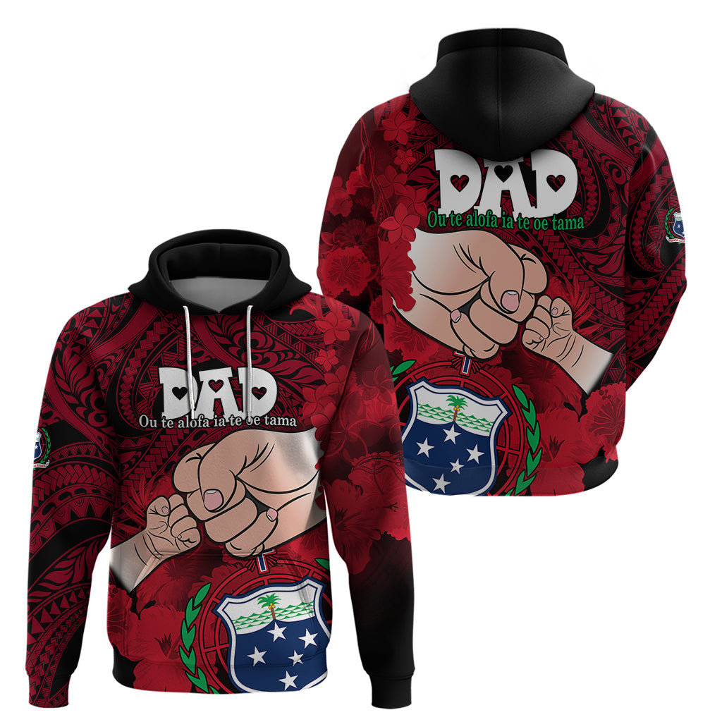 Fathers Day Polynesian Islands Samoa Hoodie Dad Ou Te Alofa Ia Te Oe Tama - Red Polynesian Flowers Tribal LT9