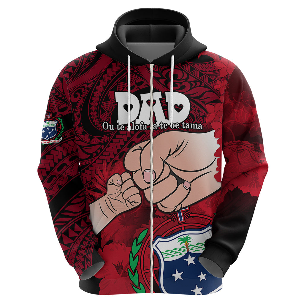 Dads Day Samoa Hoodie Dad Ou Te Alofa Ia Te Oe Tama - Red Polynesian Flowers Tribal LT9