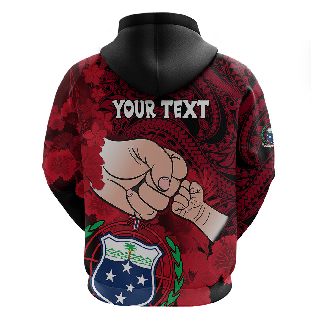 Personalised Dads Day Samoa Hoodie Dad Ou Te Alofa Ia Te Oe Tama - Red Polynesian Flowers Tribal LT9