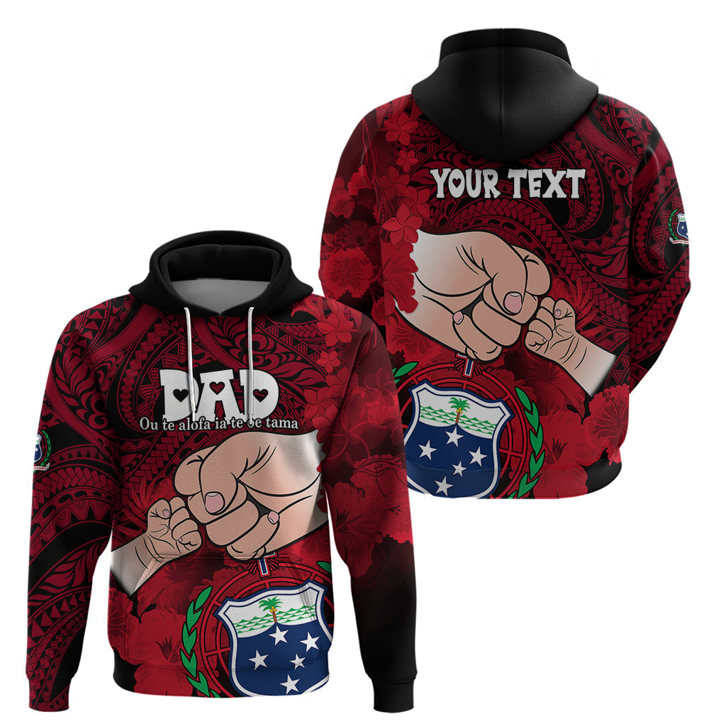 Personalised Dads Day Samoa Hoodie Dad Ou Te Alofa Ia Te Oe Tama - Red Polynesian Flowers Tribal LT9