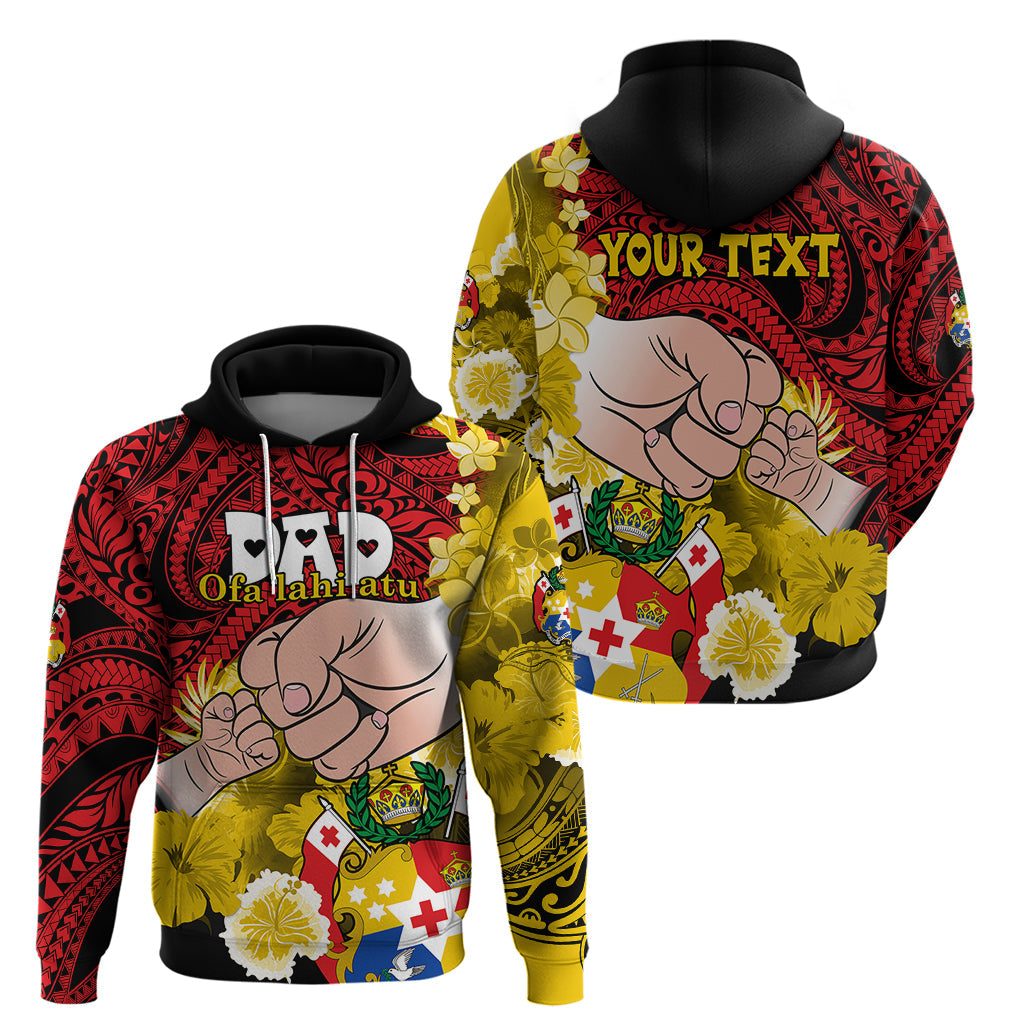 Personalised Fathers Day Polynesian Islands Tonga Hoodie Dad Ofa lahi atu - Polynesian Flowers Tribal LT9