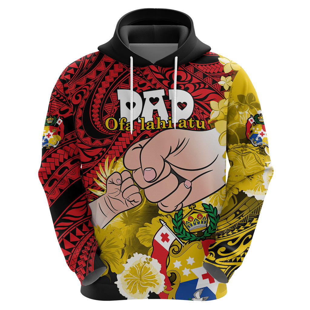 Personalised Dads Day Tonga Hoodie Dad Ofa lahi atu - Polynesian Flowers Tribal LT9