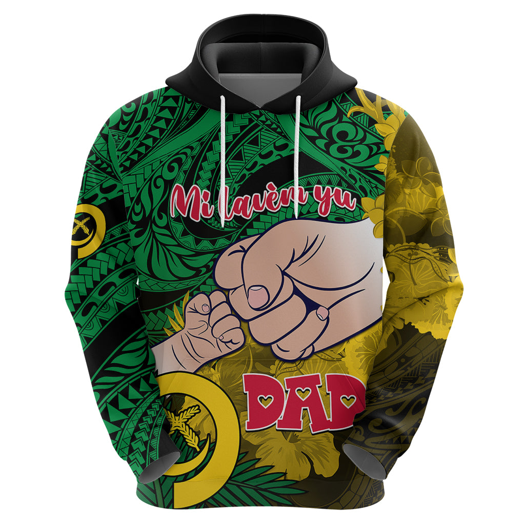 Fathers Day Polynesian Islands Vanuatu Hoodie Dad Mi lavem yu - Polynesian Flowers Tribal LT9