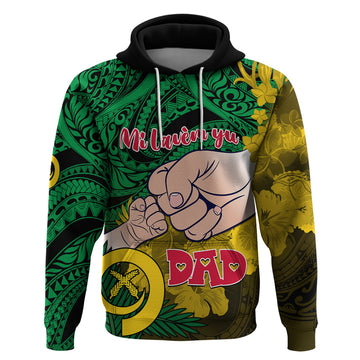 Personalised Dads Day Vanuatu Hoodie Dad Mi lavem yu - Polynesian Flowers Tribal LT9