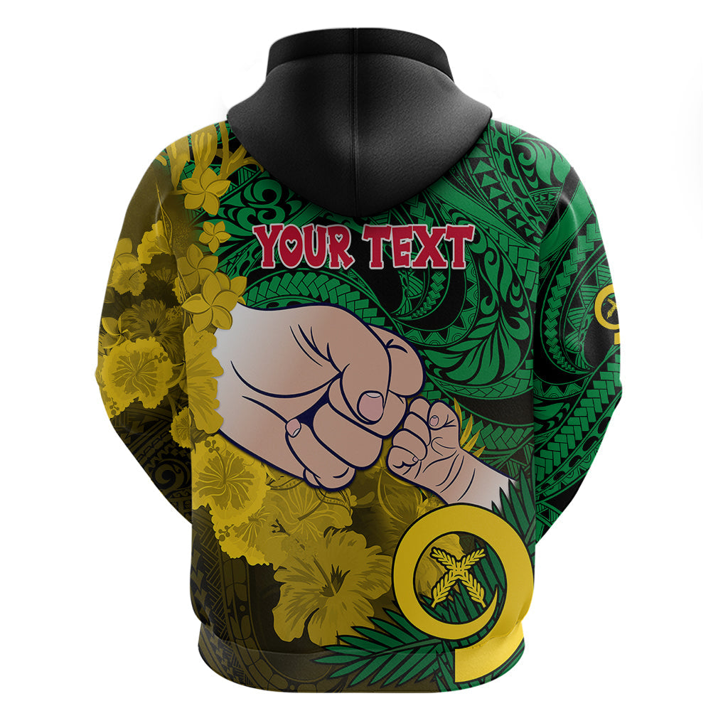 Personalised Dads Day Vanuatu Hoodie Dad Mi lavem yu - Polynesian Flowers Tribal LT9