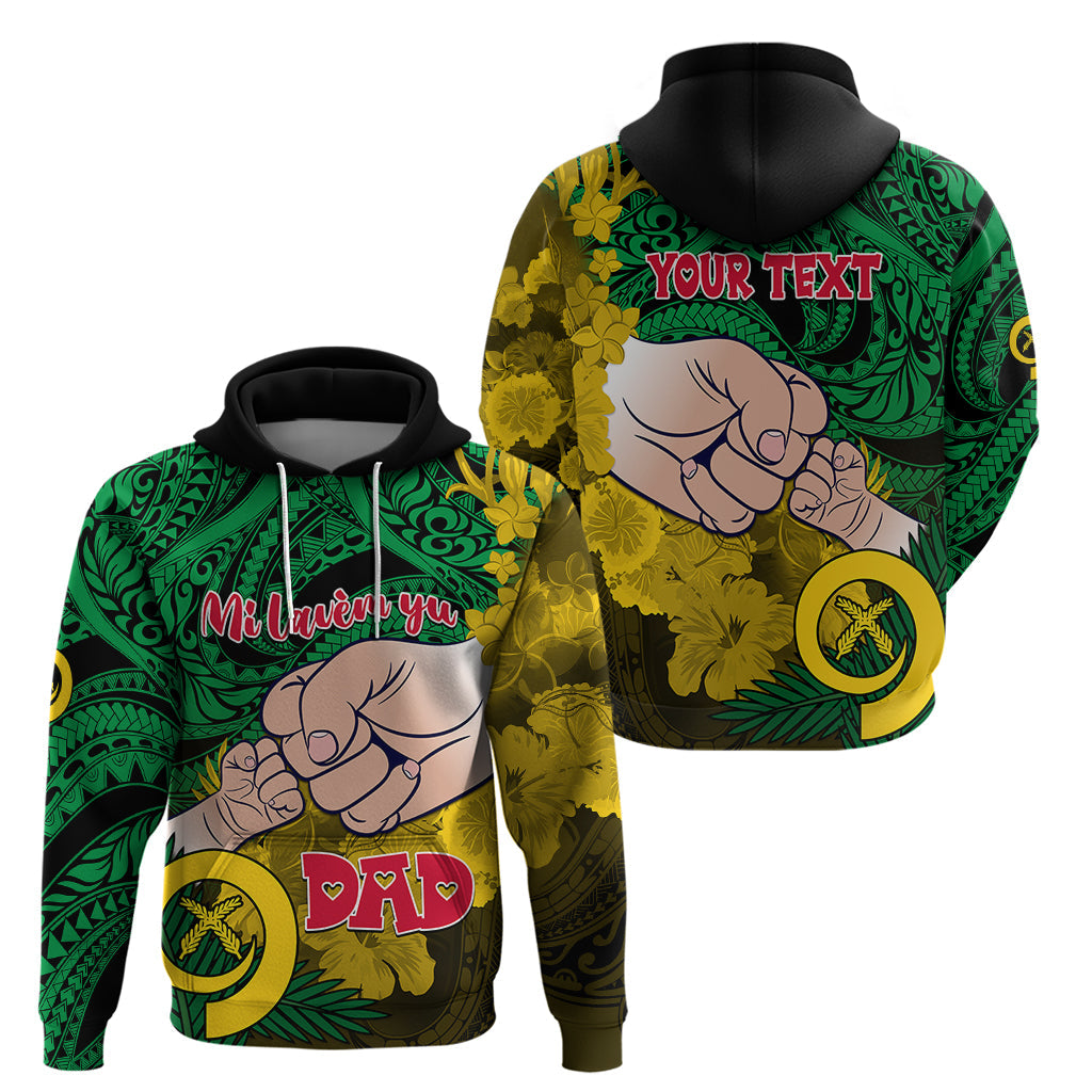 Personalised Dads Day Vanuatu Hoodie Dad Mi lavem yu - Polynesian Flowers Tribal LT9