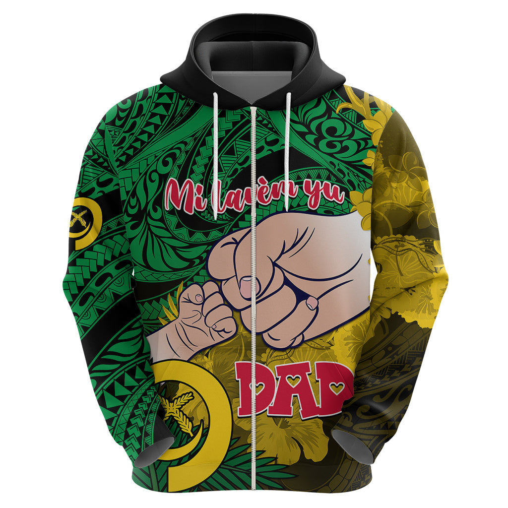 Personalised Fathers Day Polynesian Islands Vanuatu Hoodie Dad Mi lavem yu - Polynesian Flowers Tribal LT9