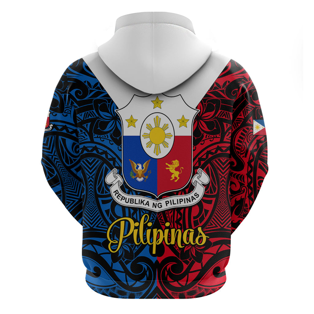 Polynesian Philippines Hoodie Pilipinas Flag Style for 125th Independence Anniversary Black LT9