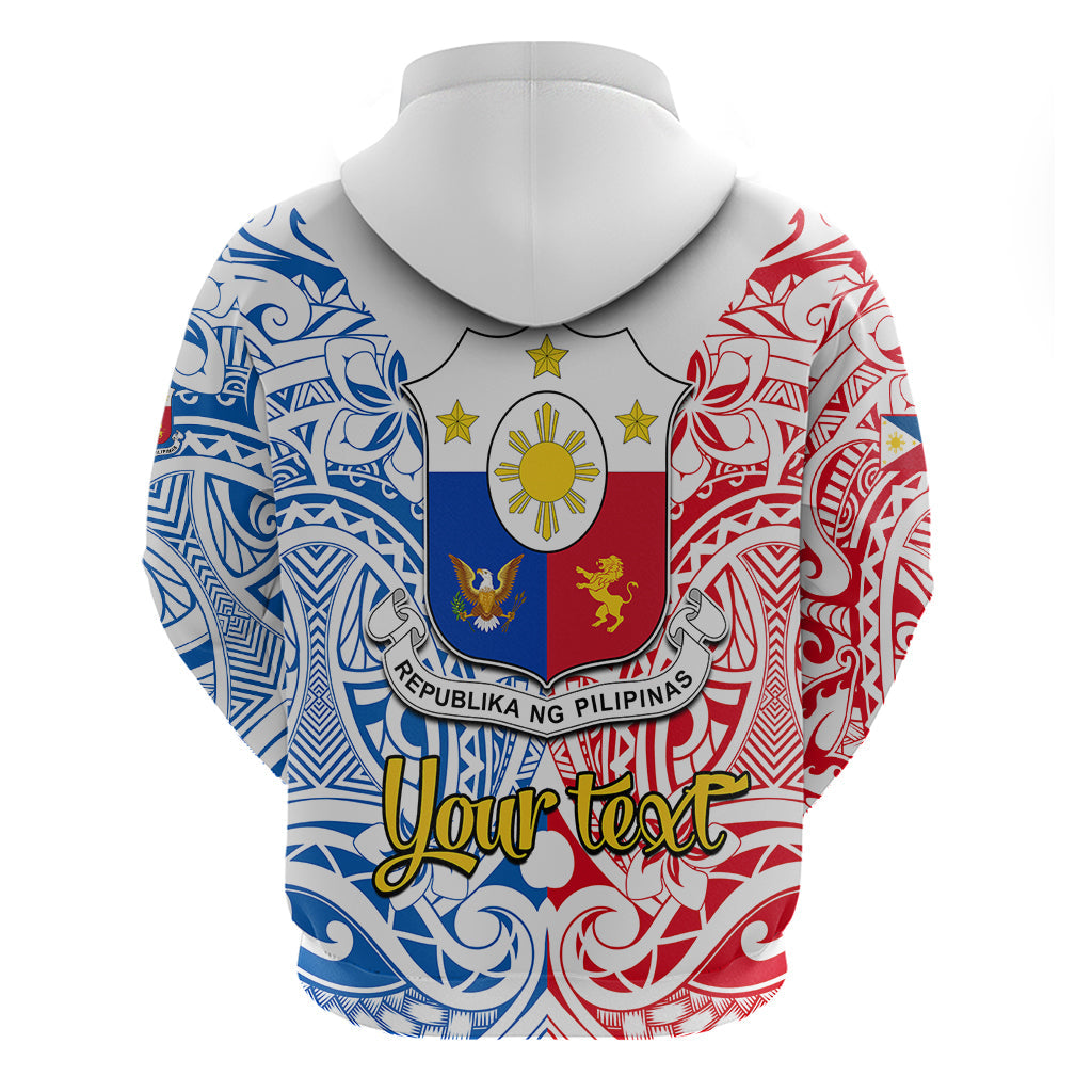 Personalised 125th Independence Anniversary Philippines Hoodie Polynesian Pilipinas Flag Style - White LT9