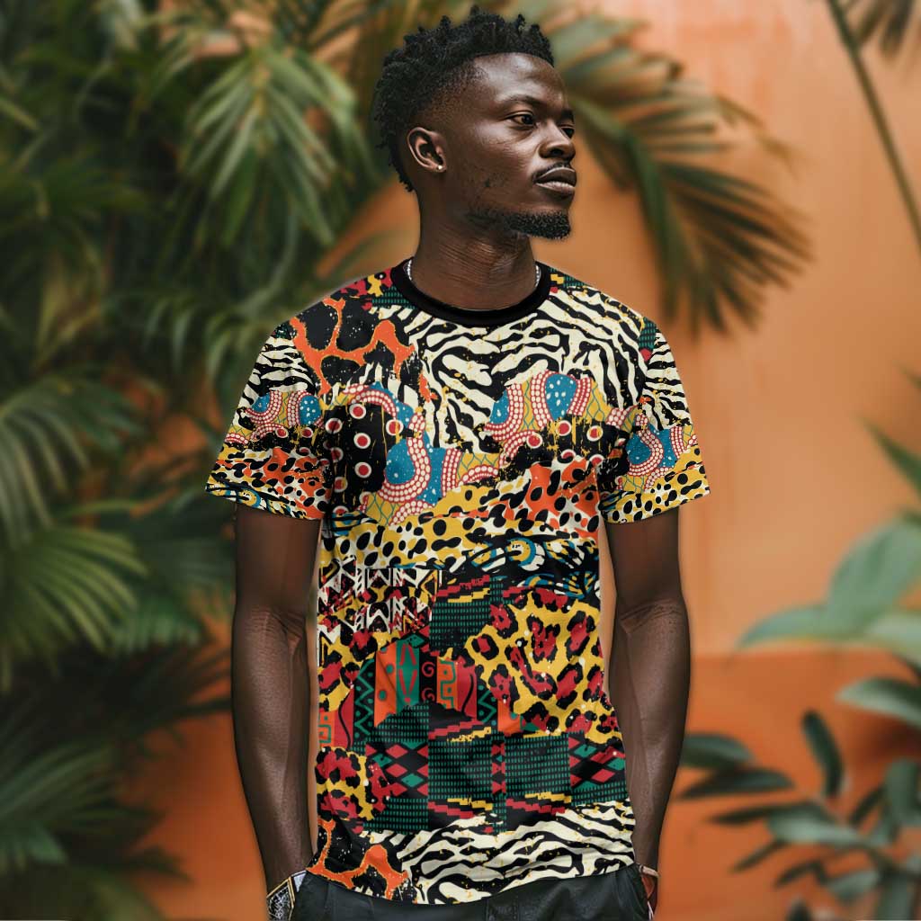 African Mixed Wild Animal Skins T shirt LT9