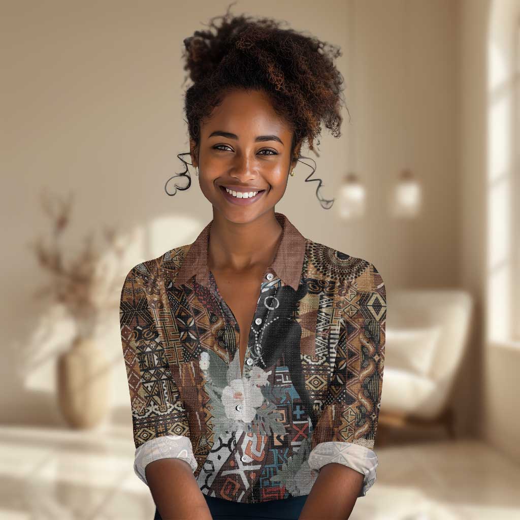 Beautiful Black Woman Women Casual Shirt African Tribal Pattern LT9