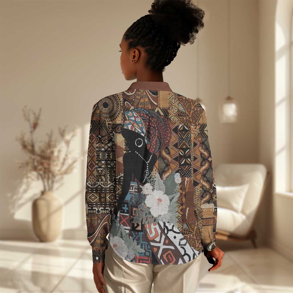 Beautiful Black Woman Women Casual Shirt African Tribal Pattern LT9