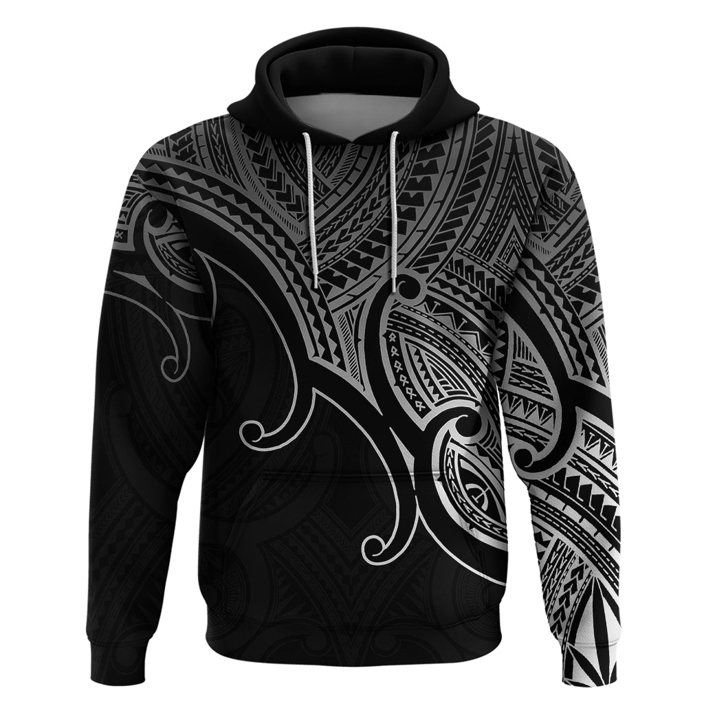 Custom Aotearoa Polynesian Hoodie with Maori Koru Black LT9