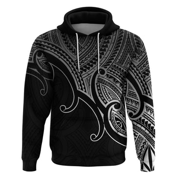 Custom Aotearoa Polynesian Hoodie with Maori Koru Black LT9