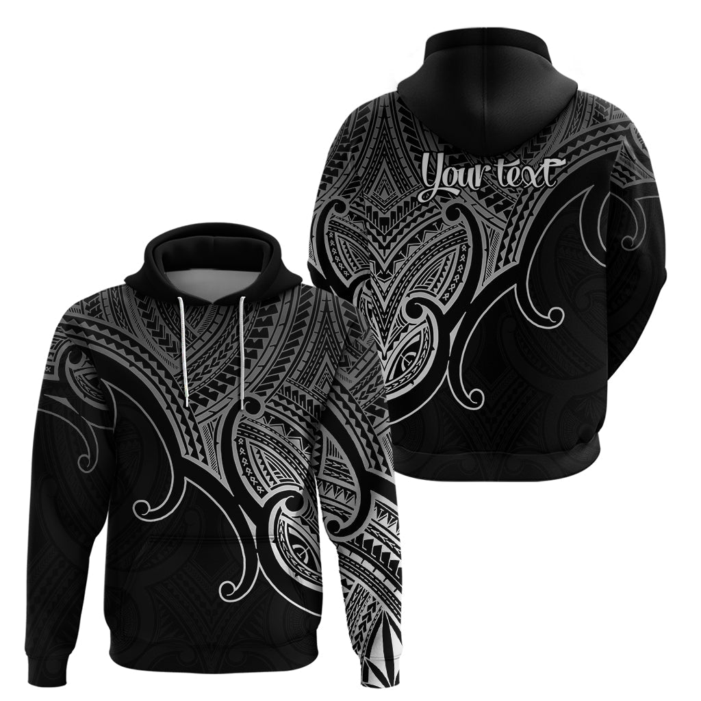 Custom Aotearoa Polynesian Hoodie with Maori Koru Black LT9