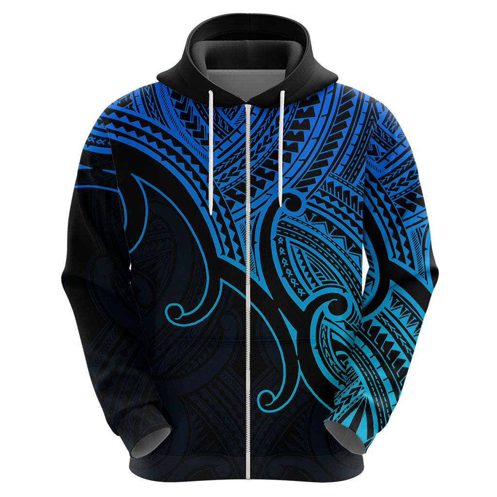 Custom Aotearoa Polynesian Hoodie with Maori Koru Blue LT9