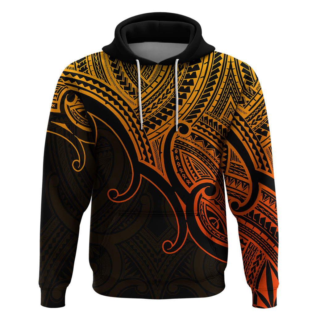 Custom Aotearoa Polynesian Hoodie with Maori Koru Gold LT9