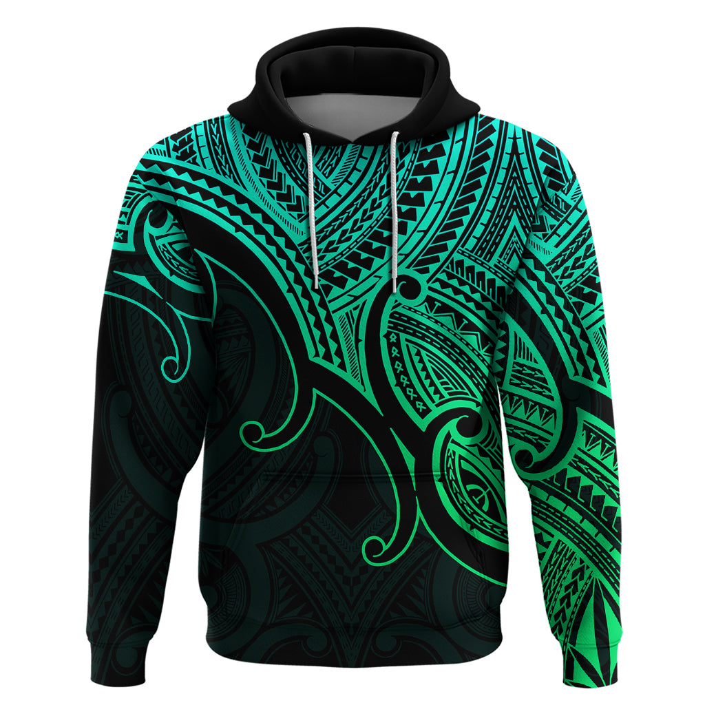 Custom Aotearoa Polynesian Hoodie with Maori Koru Green LT9