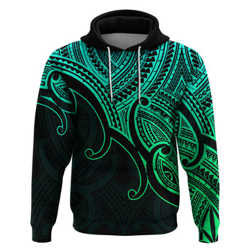 Custom Aotearoa Polynesian Hoodie with Maori Koru Green LT9