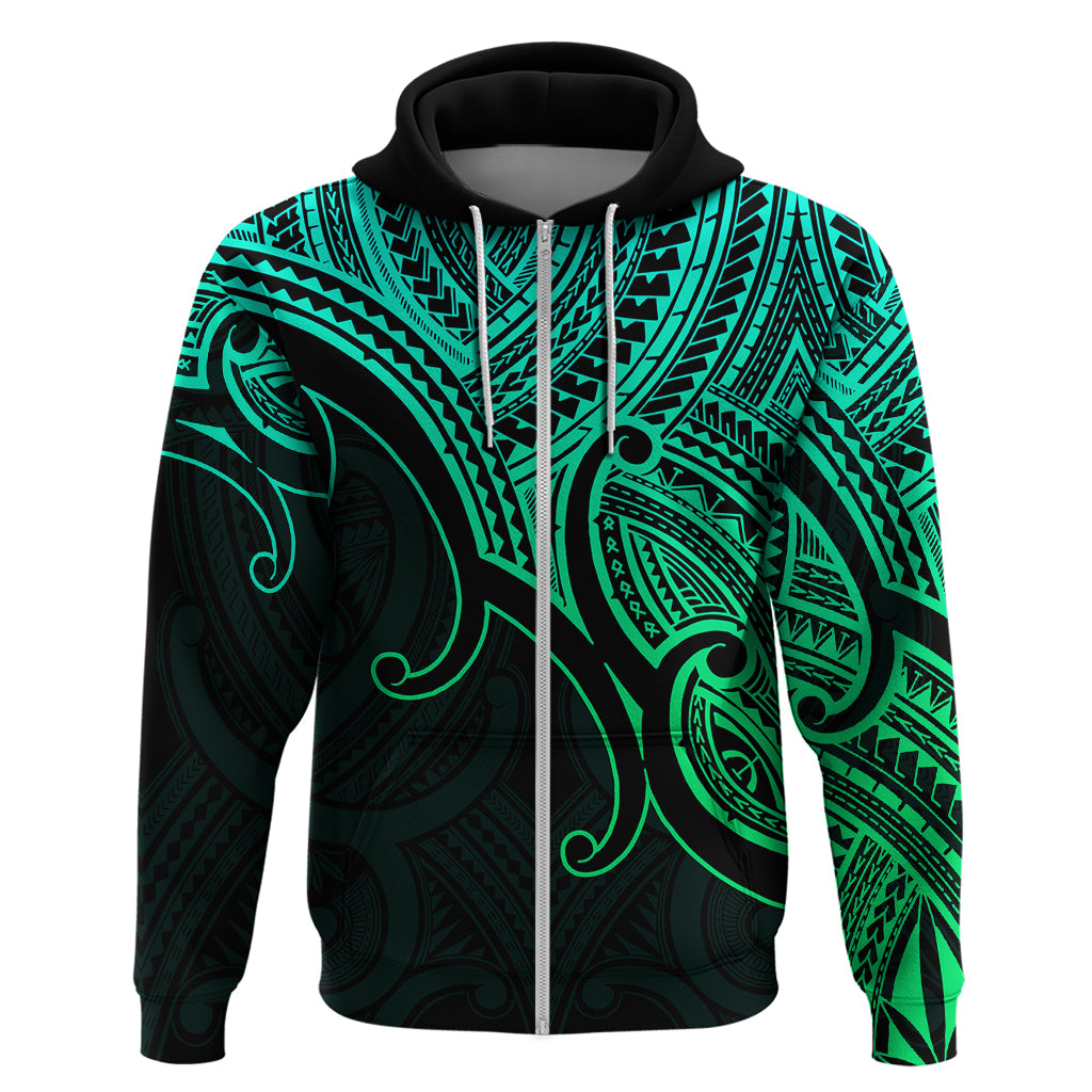 Custom Aotearoa Polynesian Hoodie with Maori Koru Green LT9