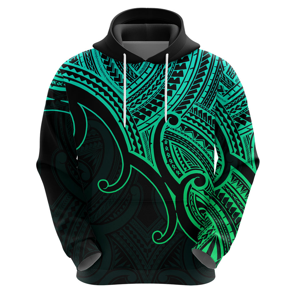 Custom Aotearoa Polynesian Hoodie with Maori Koru Green LT9