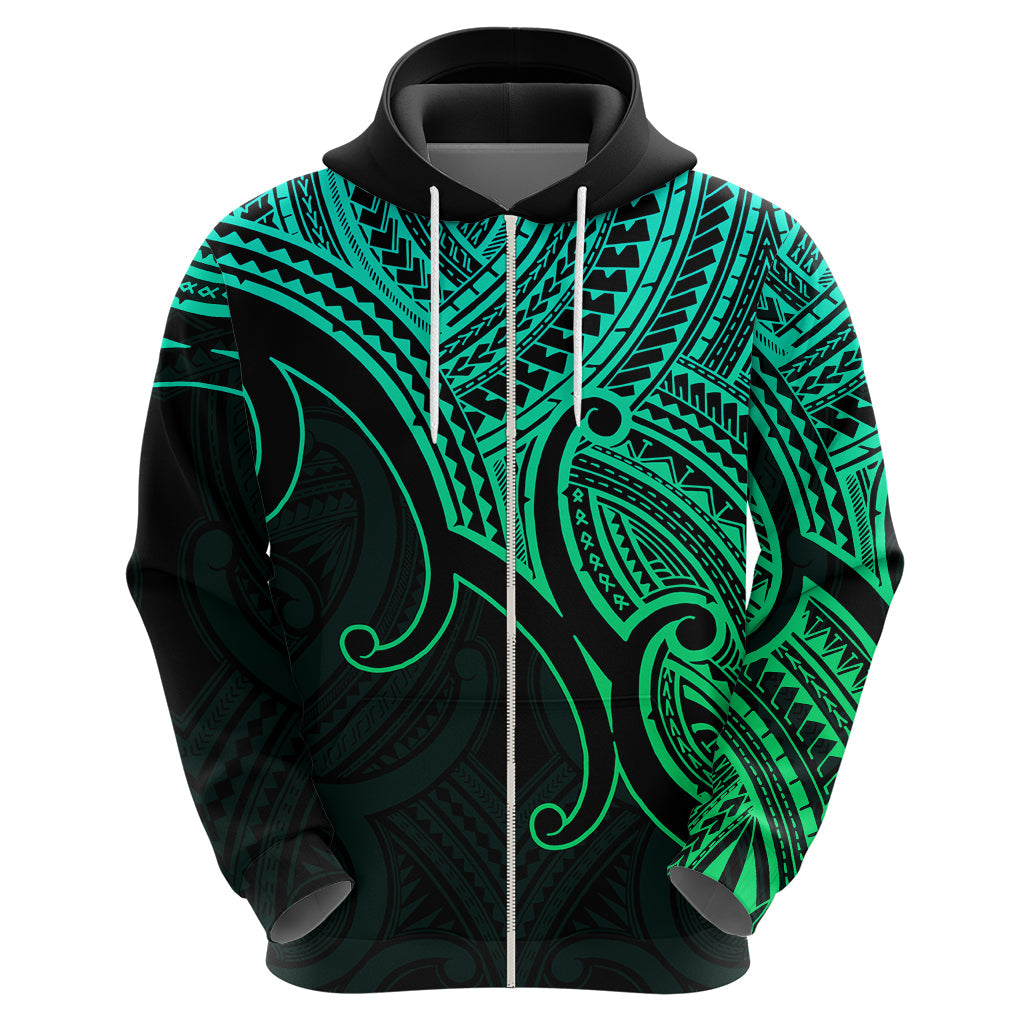 Custom Aotearoa Polynesian Hoodie with Maori Koru Green LT9